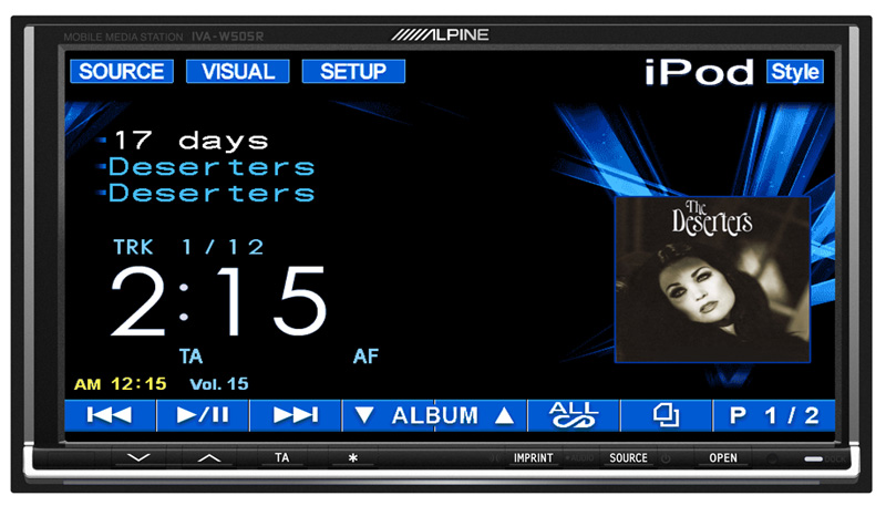 Alpine IVA-W505R Double Din Monitor with Black Bird Dock - Click Image to Close