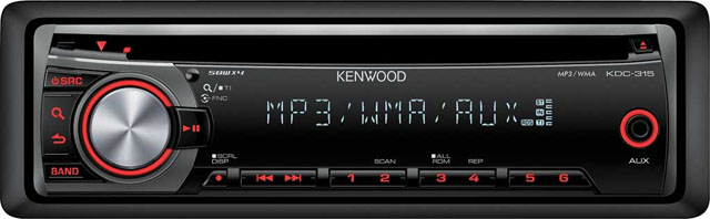 Kenwood KDC-315R CD/MP3 Receiver With Auxillary Input - Click Image to Close