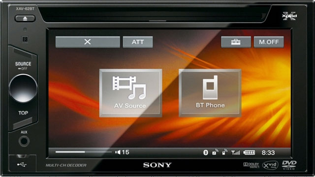Sony XAV-62BT 6.1" Double Din DVD/CD/MP3/USB & Bluetooth Screen - Click Image to Close